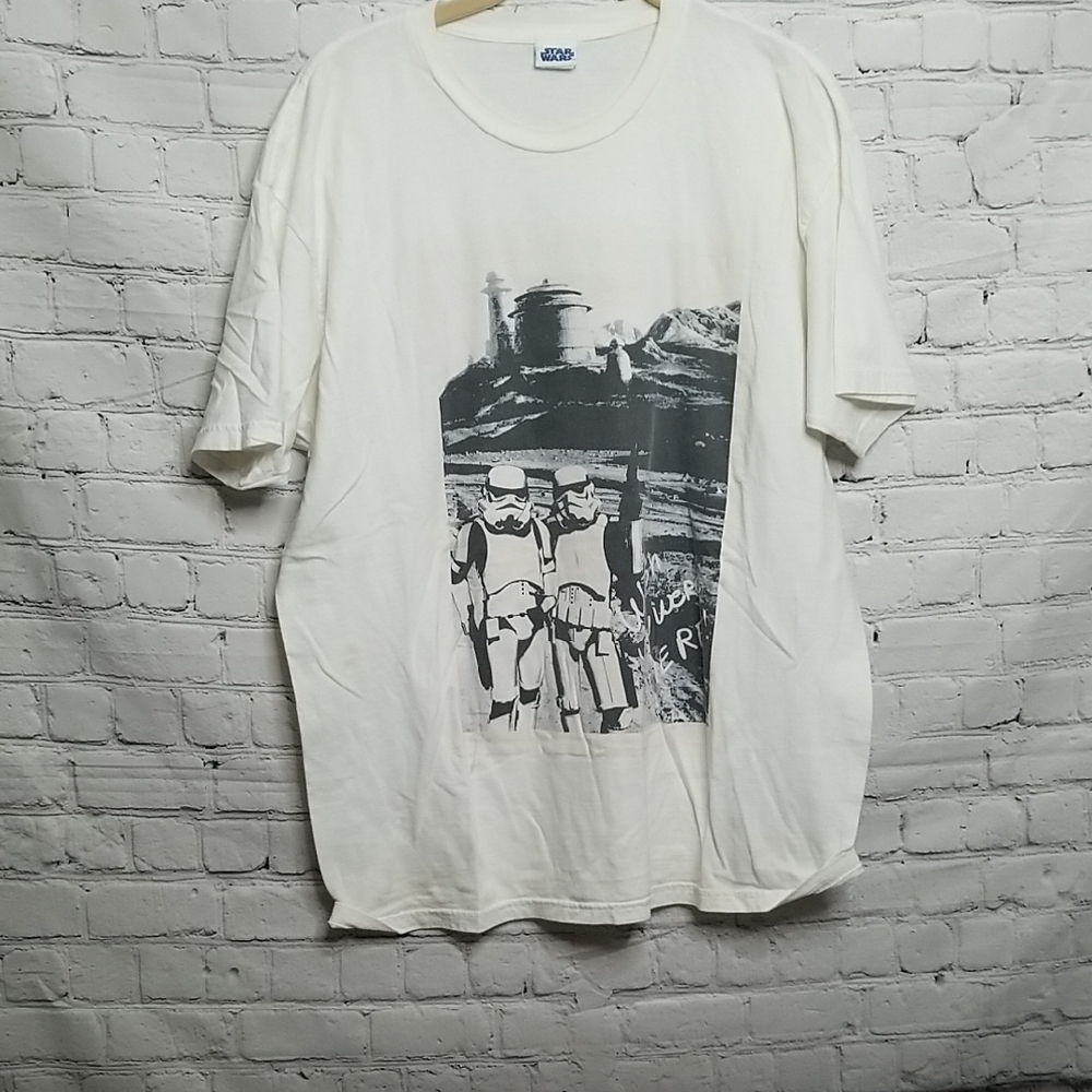 Star Wars T-shirt Mens Large White Black Cotton